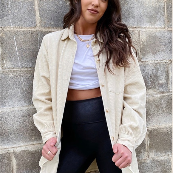 Cream Corduroy Shacket - Picture 2 of 2